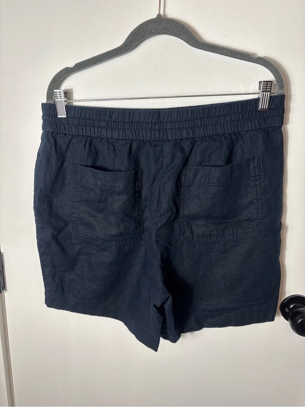 Talbots Blue Linen Blend Drawstring Shorts Size L Coastal Grandma Summer Resort